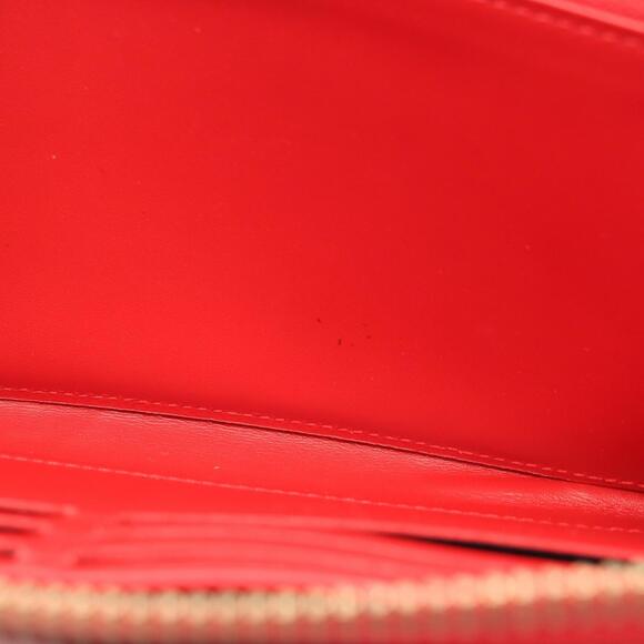 Louis Vuitton Zippy Wallet, Round Long Leather Vernis, Women's, Red, M90200